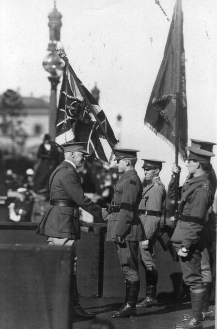 Reluctant hero: William Dunstan receives his Victoria Cross in Melbourne in 1916.