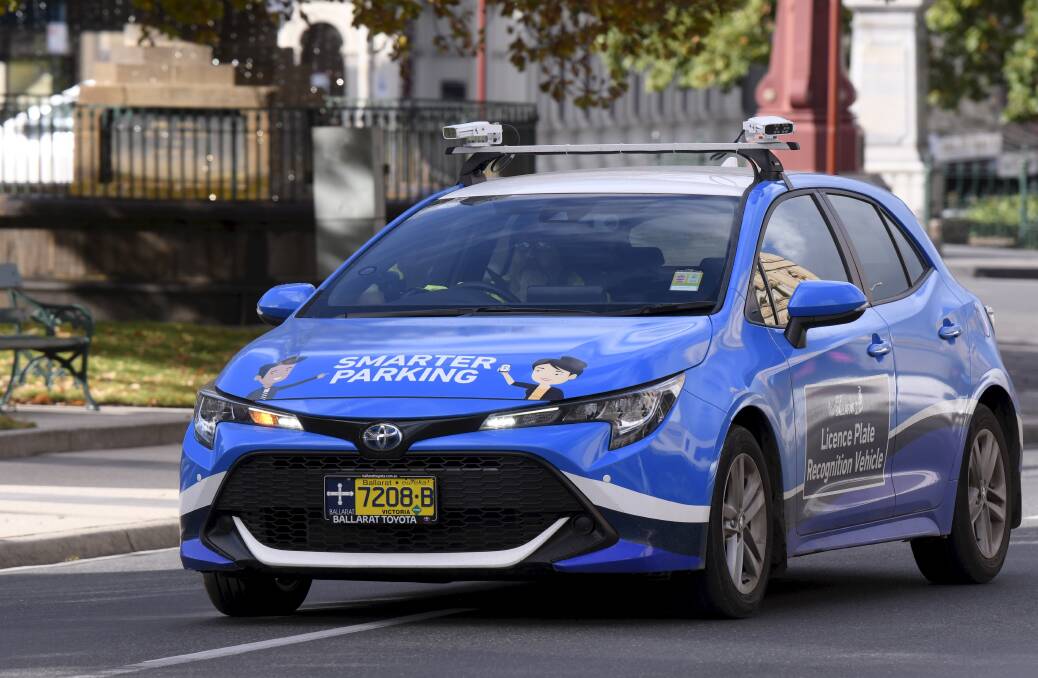 Got the parking blues: One of the City of ballarat's new Smarter Parking licence plate registration vehicles in the city. Picture: Lachlan Bence.
