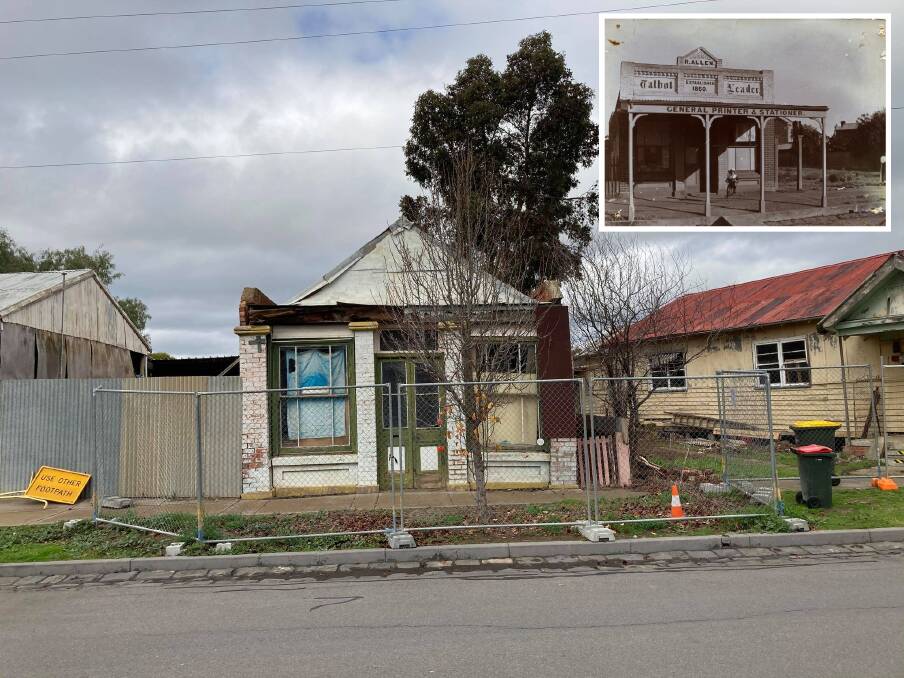 Under threat: The goldfields-era Talbot Leader building has been issued with a demolition notice. Inset: In its heyday. Picture: Tiffany Titshall.