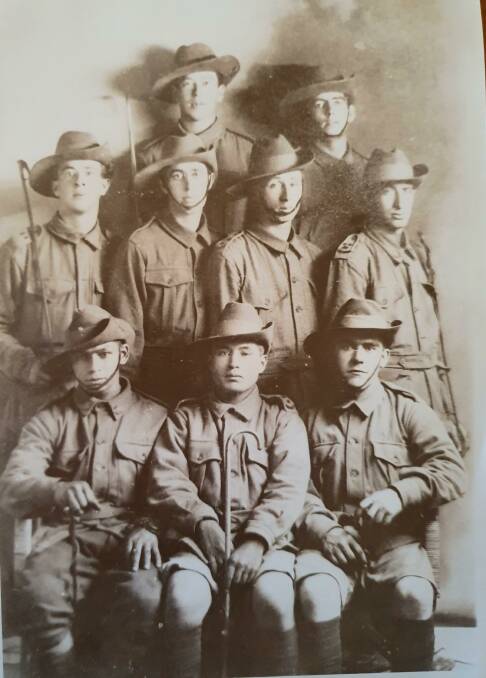 Chinese ANZACs: 'The Boys from the Red Lion Hotel', photographed in uniform, included Chinese and Italian volunteers. Picture: Supplied.