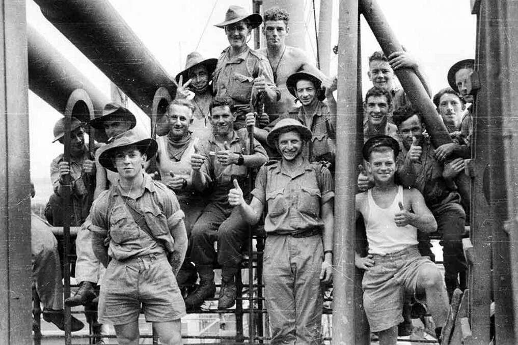 Diverted: Men of the 2/2nd Pioneer Battalion returning from the Middle East aboard the Orcades. They were diverted to Java and later captured. Picture: AWM.