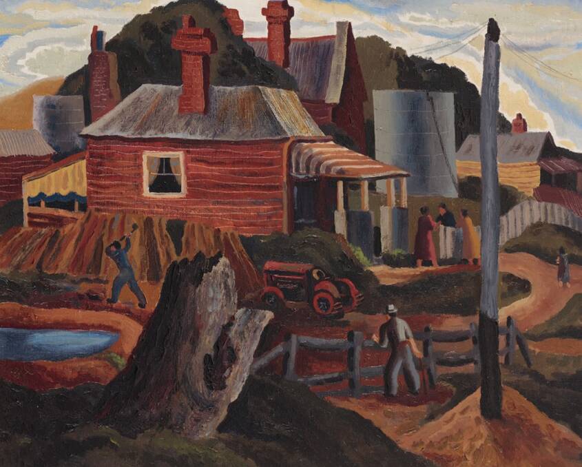 Unadorned: Nutter Buzacott (Australia, b.1905, d.1977) Scene at Doncaster, 1940, oil on canvas. Winner of the Crouch Prize, 1940. Art Gallery of Ballarat.