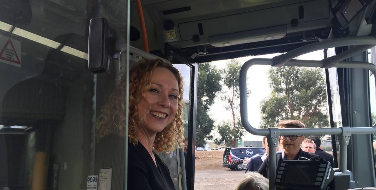 New buses built in Ballarat: Minister for Public Transport Melissa Horne announced 50 new buses will be at least 60 per cent constructed in Ballarat. Picture: Caleb Cluff.