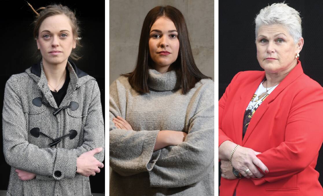 A culture of dismissal and harassment: from left Renee Pickert, Hannah O'Brien, Lindy Cook. Pictures: Lachlan Bence.