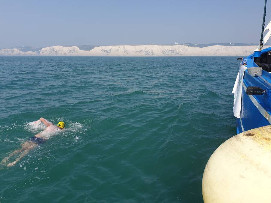 30 hour swim: Rick Seirer finishing his Channel swim by returning to Dover. Picture: Chloe McArdel.