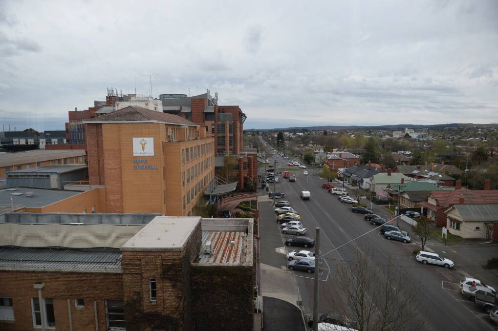 All gone, or going: View down Drummond St from the BRICC, before the demolition of the Ballarat Base Hospital.