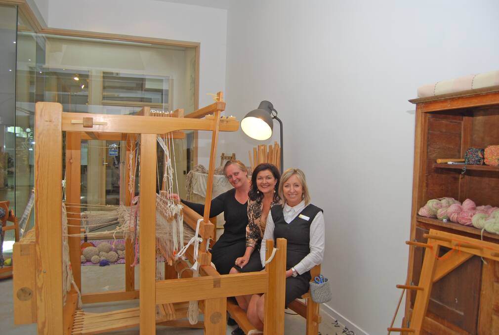 Looming opportunity: Weaver Deb Weston (rear) with Ballarat mayor Samantha McIntosh and Ray White estate agent Tracey Hulme in her new space. Picture: Ray White Real Estate.