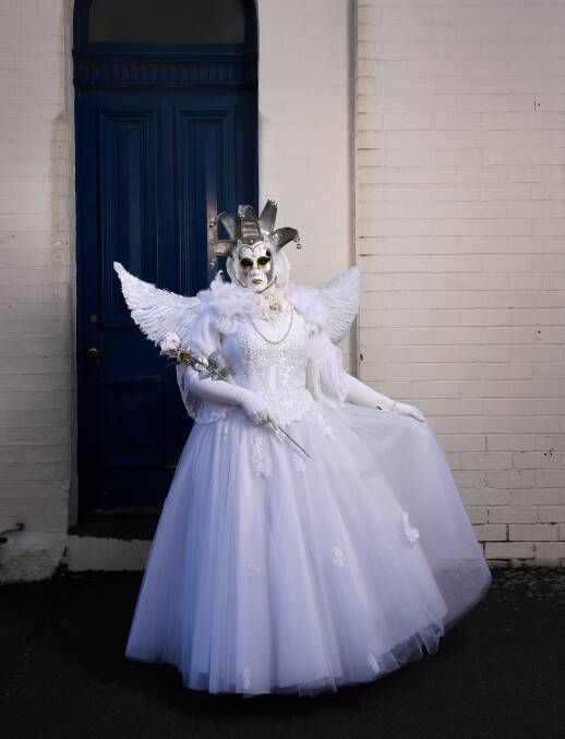 An ethereal presence: this white angel will make her appearance in the streets of Ballarat on White Night this weekend. Her creator will be revealed afterwards. Picture: Adam Trafford.