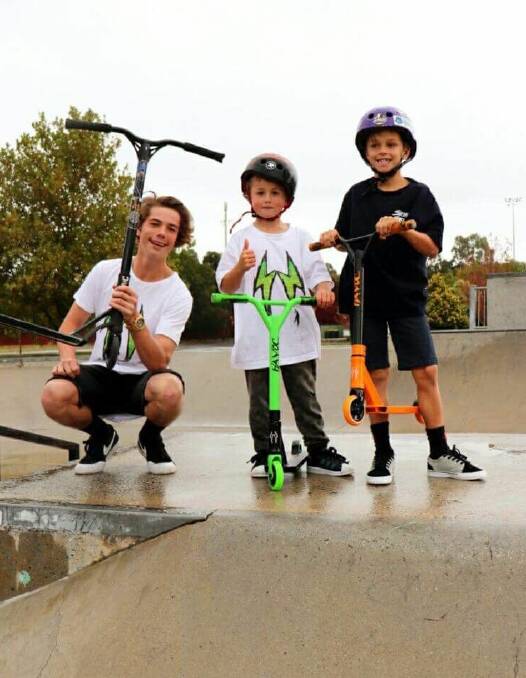 NEW HEIGHTS: Ballarat boys Tipene Butler, Soloman Burrows and Maddox Burrows at Norman Street skate park, where they have been training for this weekend's national title. Picture: Hazza Squire