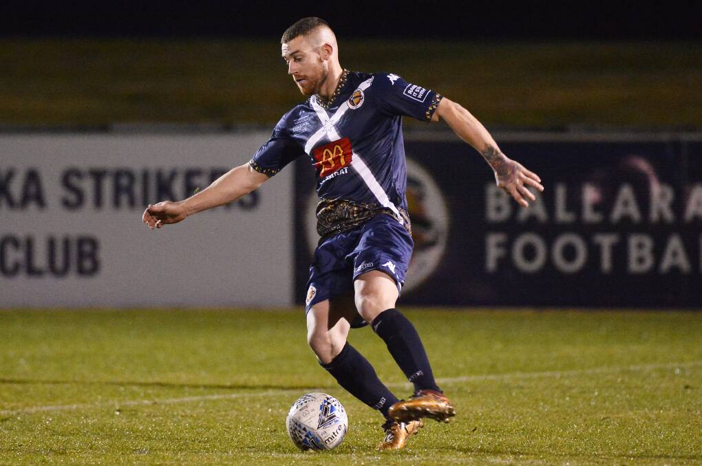 FALLEN SHORT: Ballarat City went down to St Albans Saints on Saturday night, however it matched it with the top two side for large portions of the match, Liam Harding pictured. Picture: Dylan Burns