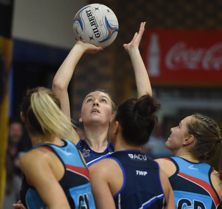 KEY COMPONENT: Sovereigns goaler Sacha McDonald will again play a big role in attack for the home side. Pictured in its last Ballarat match against Monash University Storm. Picture: Kate Healy