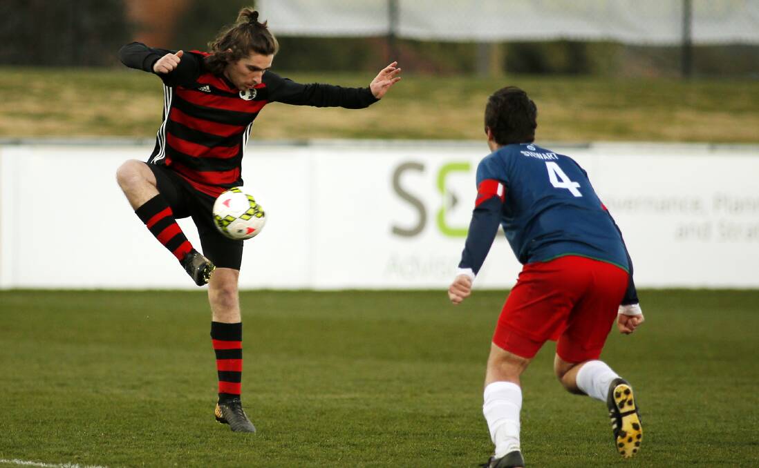 SKILL: Buninyong's Jonah Healey controls the ball during the BDSA division one season, the Redbacks face a huge challenge against the Rangers in Sunday's preliminary final.