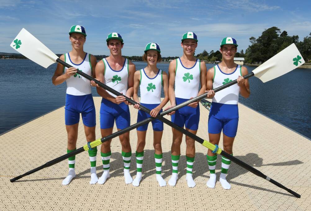 EVEN CREW: St Patrick's College's crew Connor Shugg, Regan Champley, Jackson Long, James Crilly and Hamish Crawley. Picture: Lachlan Bence