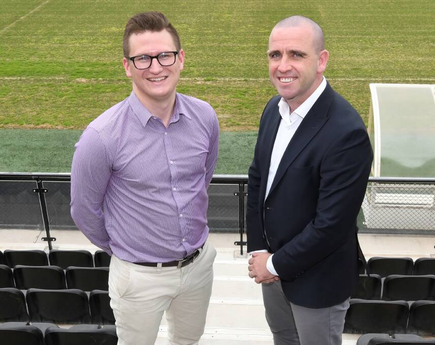 NEW JOURNEY: Ballarat City director of football James Robinson (right). alongside City chairman Daniel Firth, is preparing to oversee the first game of what he hopes will be a successful season under his tenure.