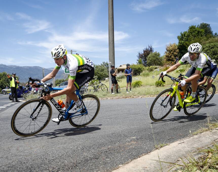 COMING BACK: Lucas Hamilton races during last year's Herald Sun Tour stage through Wangaratta. Picture: James Wiltshire