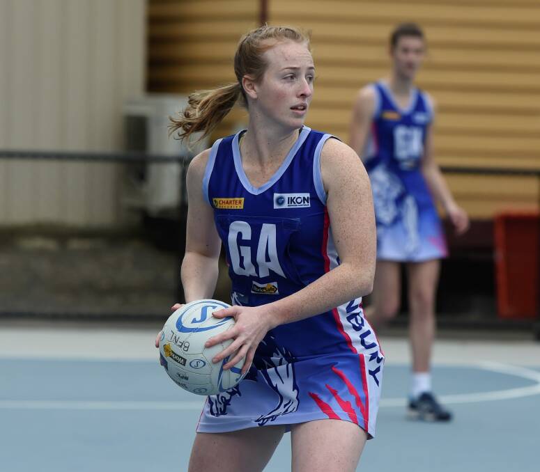 NEW PARTNER: Sunbury's premiership goaler Ruth Smith, during last year's finals series, has a new goaler alongside her in the semi-circle. Picture: Lachlan Bence