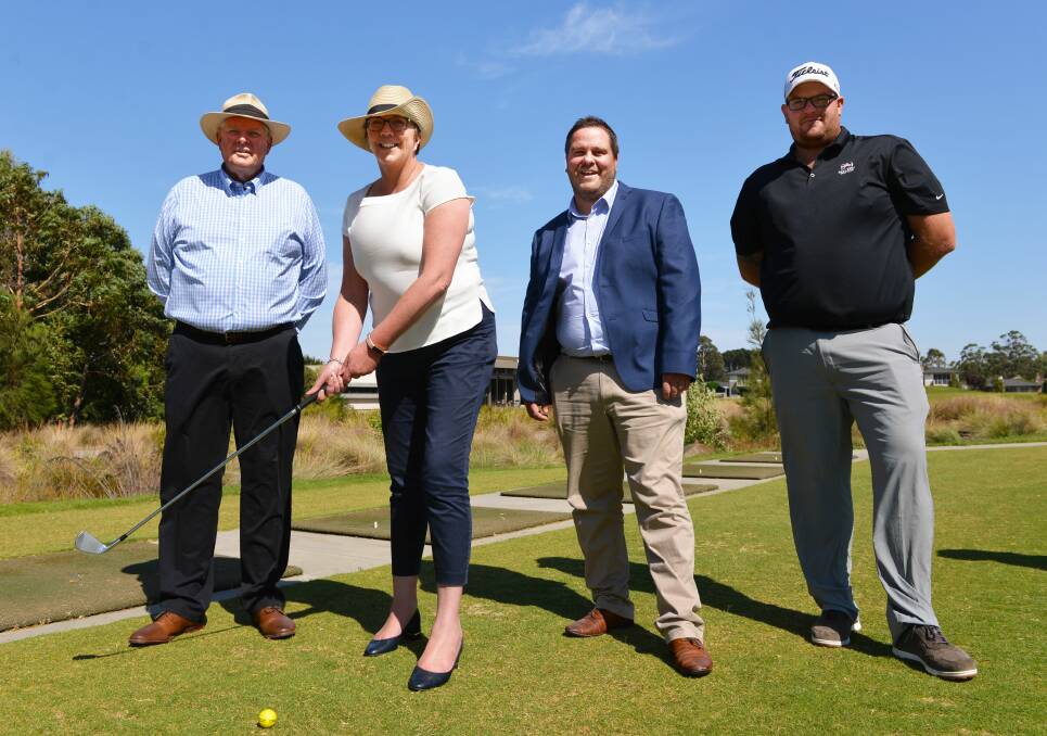 STOKED: (L-R) Ballarat Golf Club president John King, federal member Catherine King, club general manager Ashley Bennett and head professional David Wallis on Thursday.
