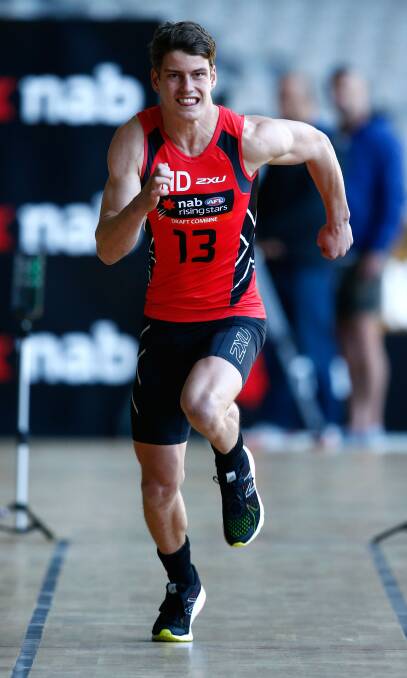 EXPLOSIVE: North Ballarat Rebels captain Jarrod Berry takes part in the repeat sprint test at the AFL national combine. Picture: Getty Images