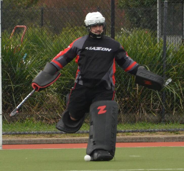 BUSY DAY: WestVic Hockey's reserves goalkeeper Nathan Burgess had his hands full against a quality Kew side. It went down 3-0 at Prince of Wales on Saturday.