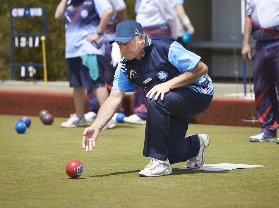 ROLL: Harold Patullo, of Clunes, rolls his shot down the green. Central Wendouree proved too strong for Clunes on Monday.