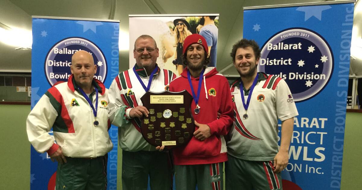 CHAMPIONS: The victorious Ballarat side proudly shows off the BDBD Super Dome Series shield after its triumph over Creswick.  