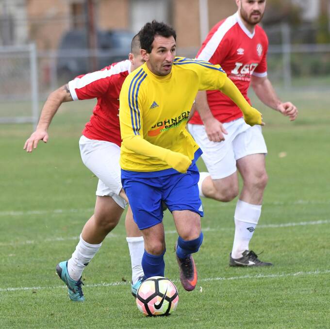 GOAL-SCORER: Sebastopol Vikings' Will Georgiou was the loan goal-scorer in Saturday's clash with FC Strathmore, the recruit scoring early in the match to set-up a 1-0 victory - its first in state league three. Picture: Lachlan Bence