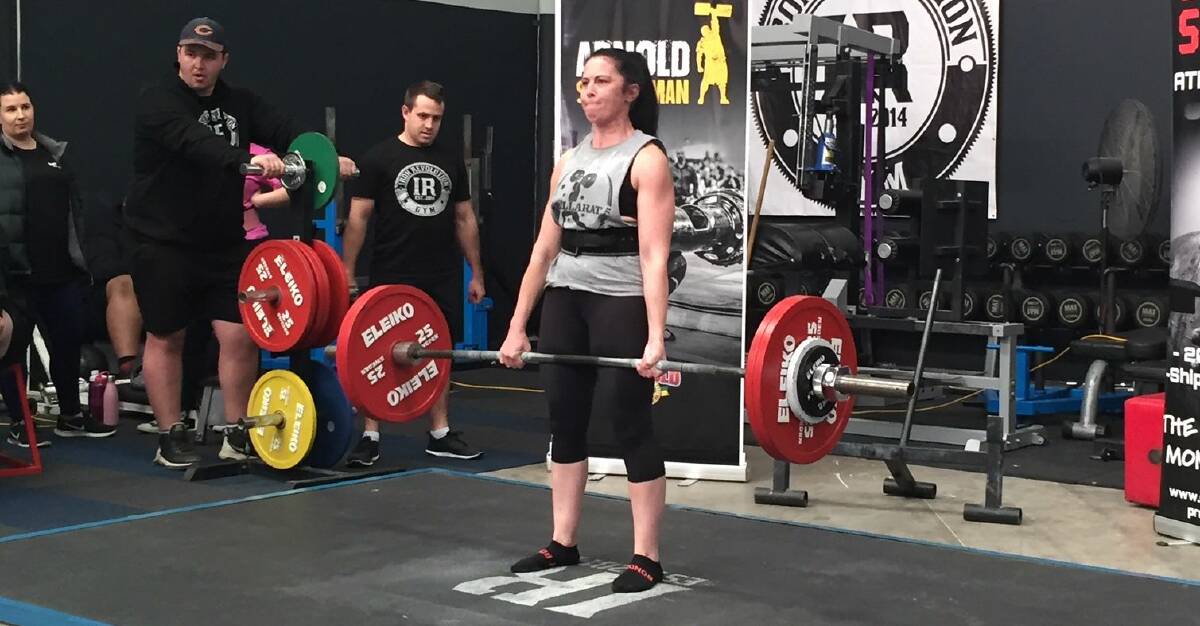 DEADLIFT: Simone Anderson registered a deadlift personal best at the Victorian Log, Deadlift and Stone Championships at Keilor on Saturday. Picture: Supplied