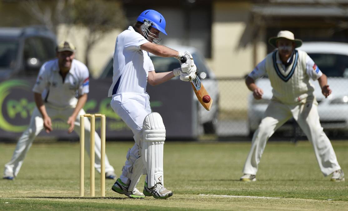 DEFENDING CHAMPIONS: Golden Point will be out to back-up its 2017-18 premiership, captain Josh White pictured playing a shot during the grand final win over Mt Clear. Picture: Dylan Burns