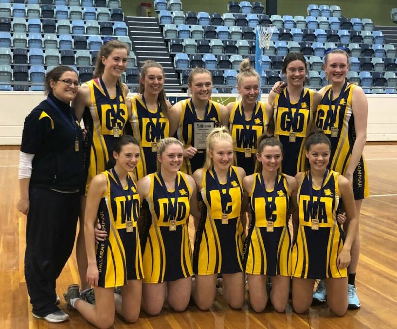 WINNERS: Ballarat Grammar's successful senior girls team after victory in the Netball Victoria state school championship. Picture: Supplied