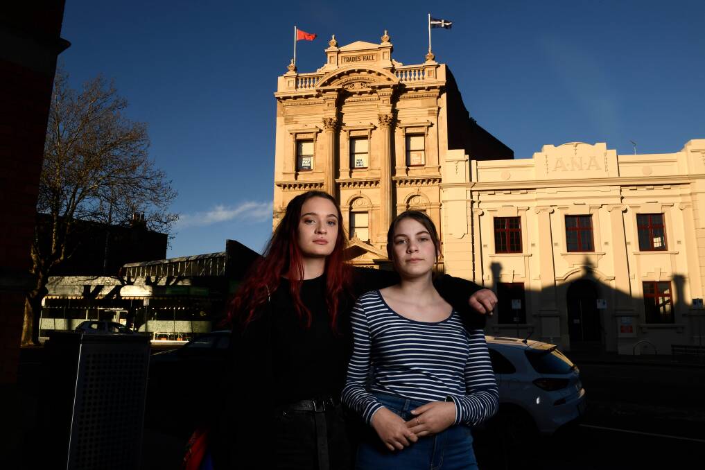 Saskia Gallasch and Mikayla Montgomery will take part in the Ballarat protest on Friday. Picture: Adam Trafford