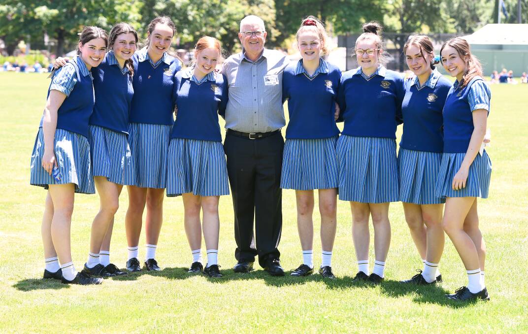 NEXT GENERATION: John Maher with Loreto College students on Thursday. He spoke about the dangers young drivers faced on the road. Picture: Adam Trafford