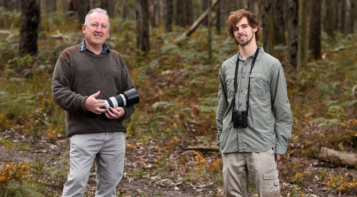 ON THE LOOKOUT: Friends of Canadian Corridor members Rob Loveband and Joel Ellis want you to be part of the Aussie Backyard Bird Count. Picture: Adam Trafford