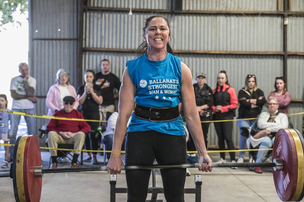 STRENGTH: Simone Anderson competing at the 2019 Ballarat's Strongest Man and Woman competition. Picture: Anthony Rodgers