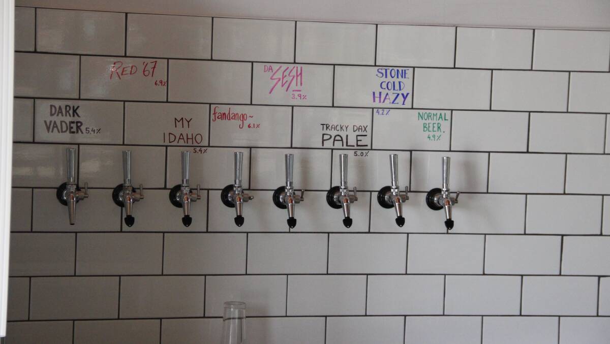 The available beers on tap.