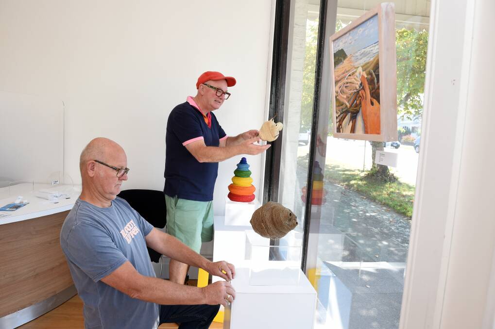 PREPARE: Soldiers Hill Artist Collective members Cliff Adeney and Helmut Stenzel. Picture: Kate Healy