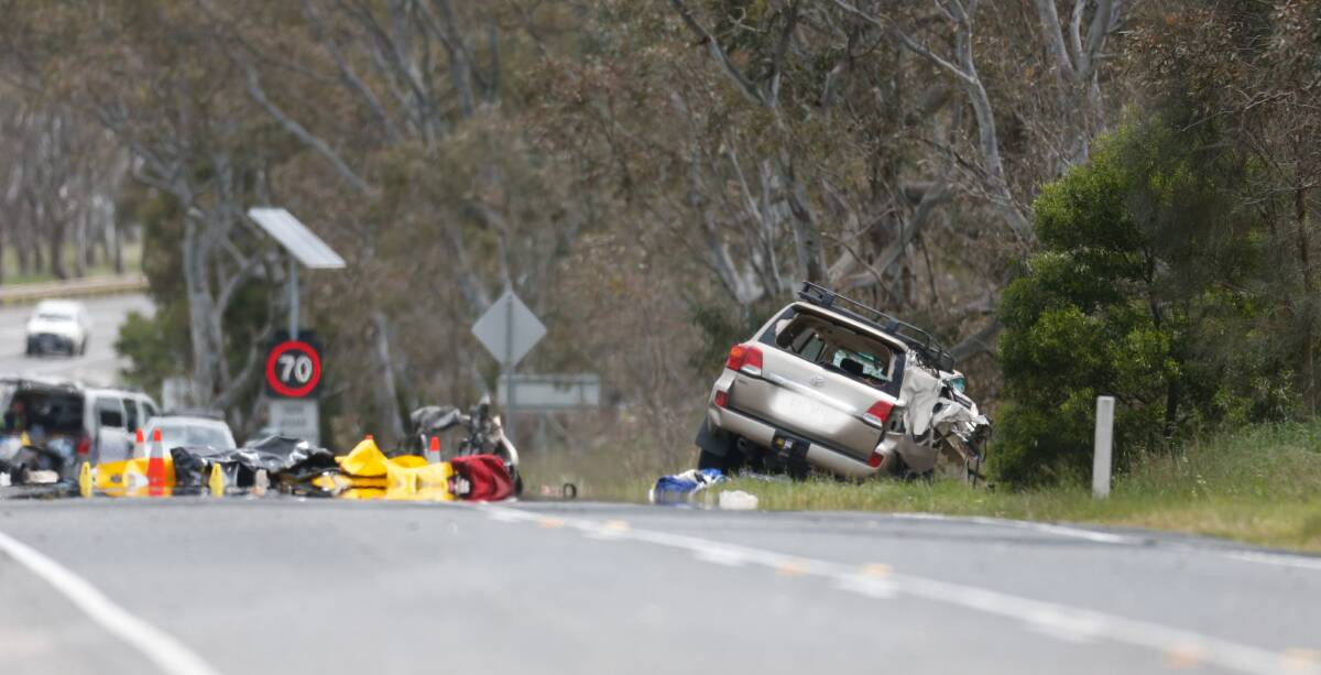 Tragedy: One man died and two women travelling in this vehicle were flown to Melbourne after a horror crash near Dunkeld on Wednesday. Picture: Mark Witte