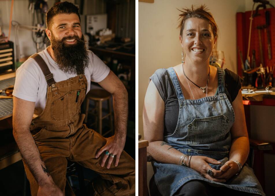 Makers: Leatherworker Benny Mitchell and jeweller Rachel Grose have set up studios in the Lost Ones Gallery. Pictures: Contributed