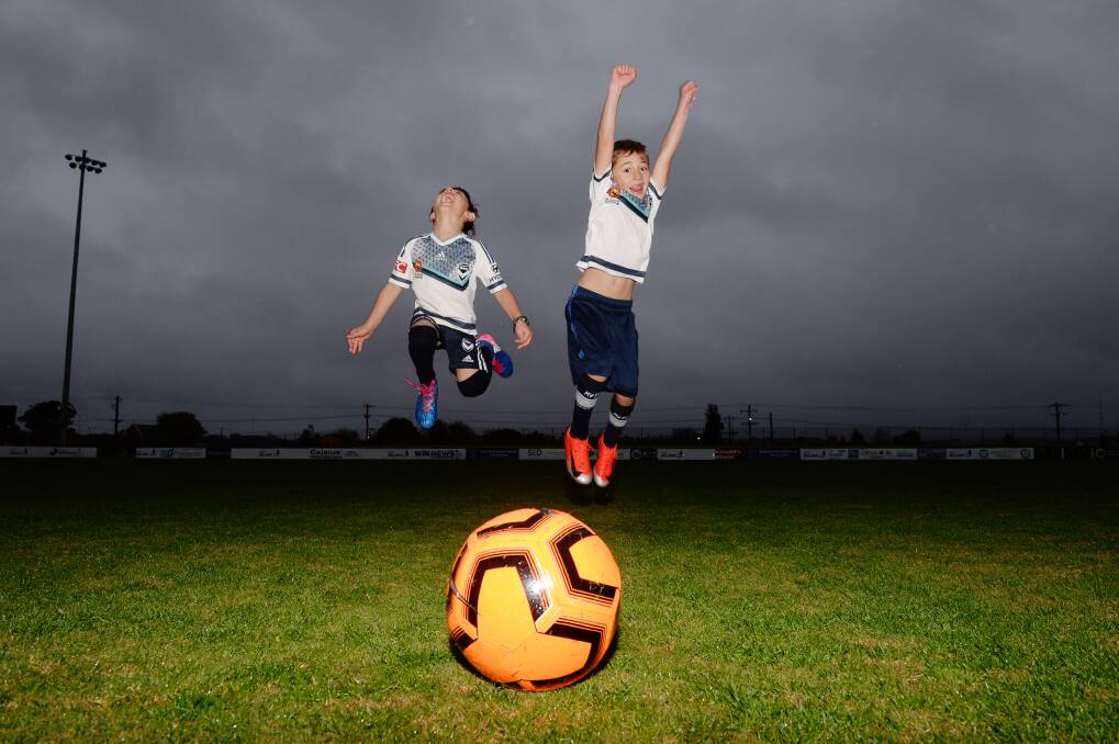 Arlo, 5, and Matteo, 8, Spurgo are excited about Western United potentially playing games in Ballarat. Picture: KATE HEALY