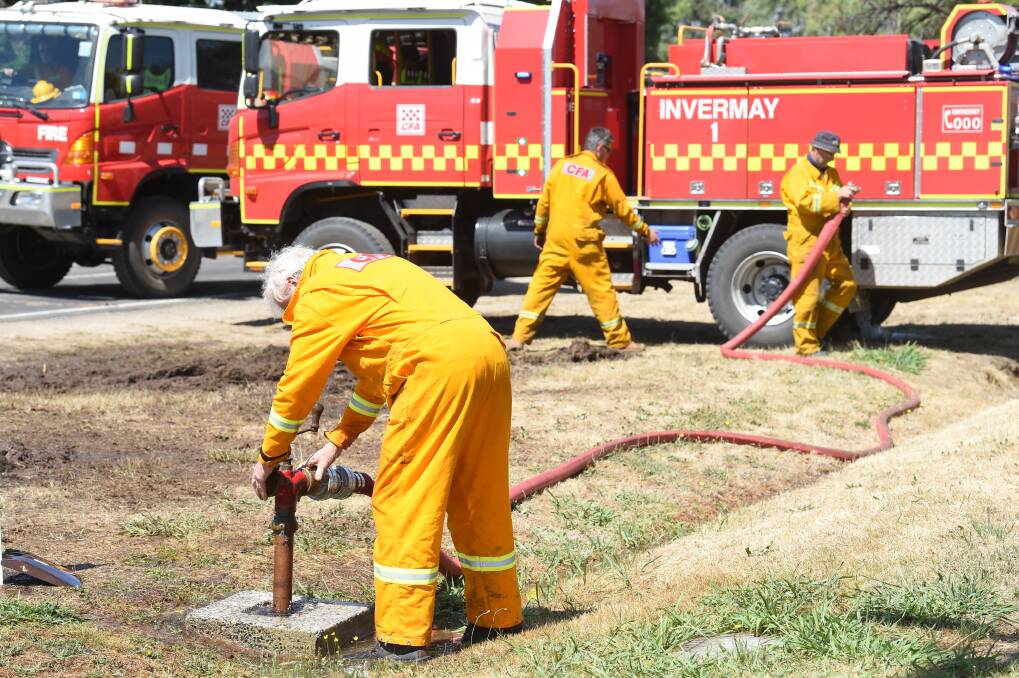 CFA firefighters at the Mount Lonarch fire near Lexton last week. Picture: Kate Healy
