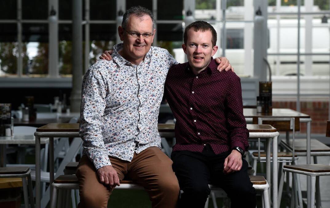 TOGETHER: Daryl and Daniel Giles were at Oscars Hotel in Ballarat on Thursday to present seminars on autism with Daniel talking about living with autism and Daryl discussing his experience of autism as a parent. Picture: Adam Trafford