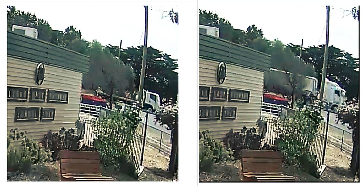 Screenshots from a video Victoria Police released in the hope to talk to truck drivers involved in the tragedy.