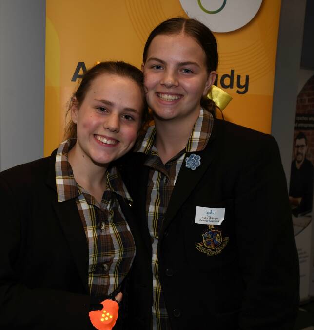 INNOVATE: Year 9 Ballarat Grammar students Heidi Rupp and Ruby McIntyre are winners of the Young Entrepreneurs of the Year Award for their cycling safety idea. Pictures: Lachlan Bence 
