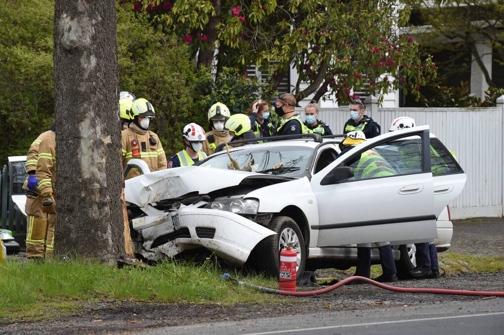 Lucky escape for man in 50s after car smashes into tree on Mair Street
