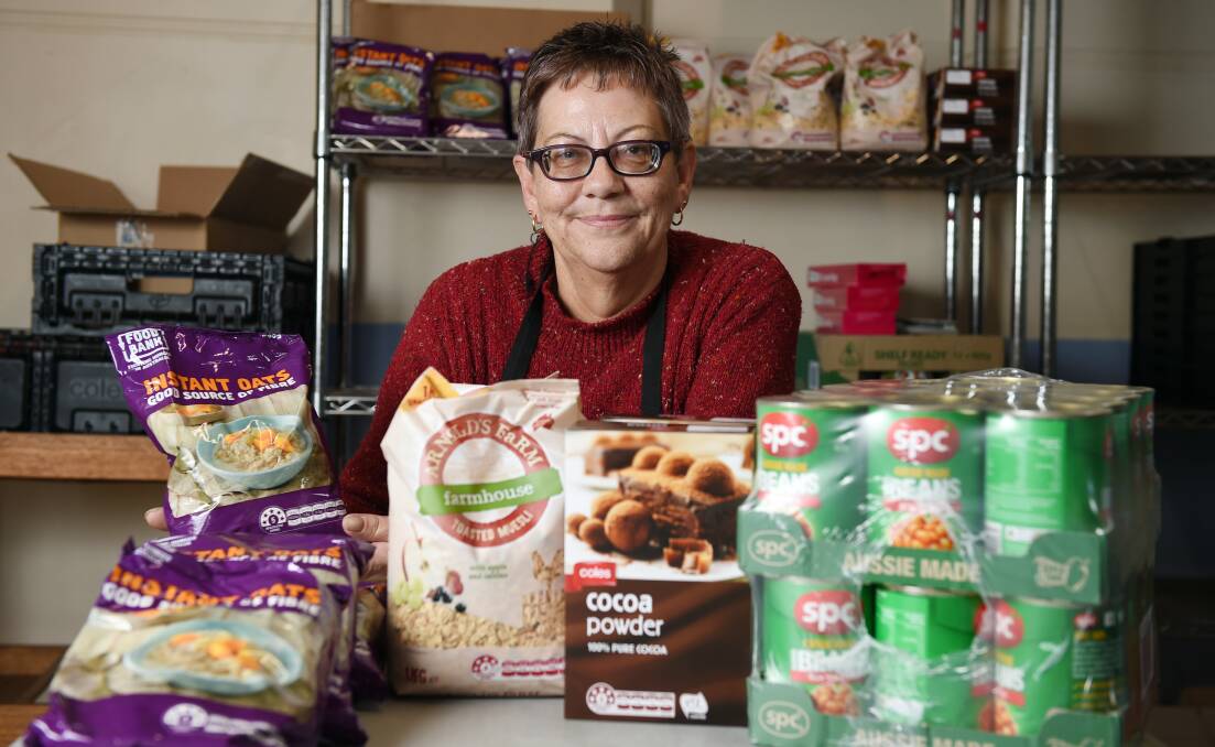 FOOD RELIEF: Pam Halliday volunteers at the Harvest Ministry of Food, a program that is helping to tackle food insecurity in Ballarat. Picture: Kate Healy