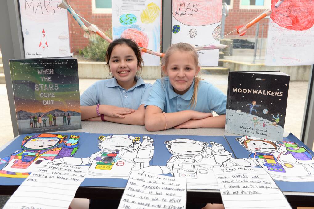 STEAM: Mount Pleasant Primary School grade four pupils Amelie and Tanisha prepare for the school's STEAM night which they will share with the local community. Picture: Kate Healy