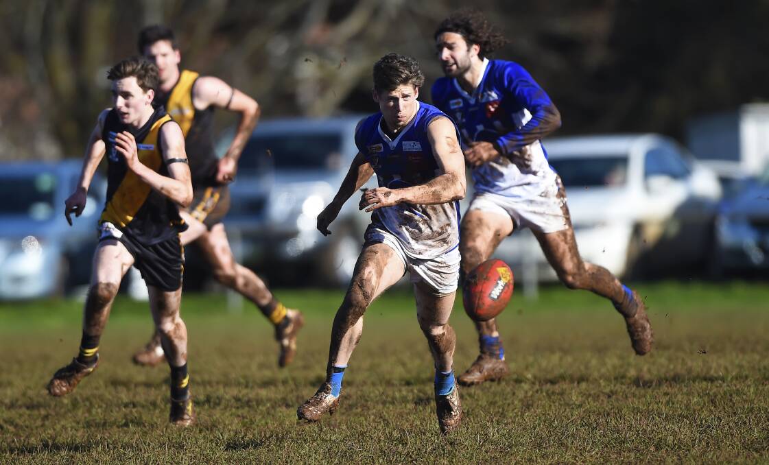 WINNER: Waubra's Lincoln Barnes in action during Saturday's victory over Springbank. Picture: Luka Kauzlaric.