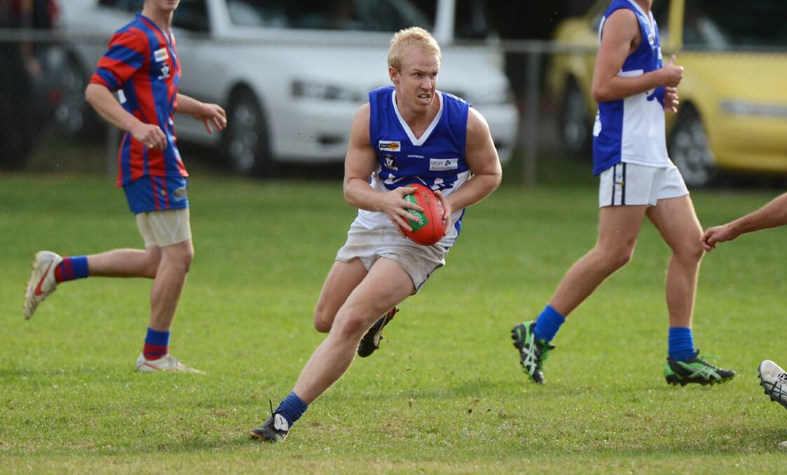 WAUBRA DAYS: Dean Kelly pictured playing for the Roos in the Central Highlands league back in 2013.