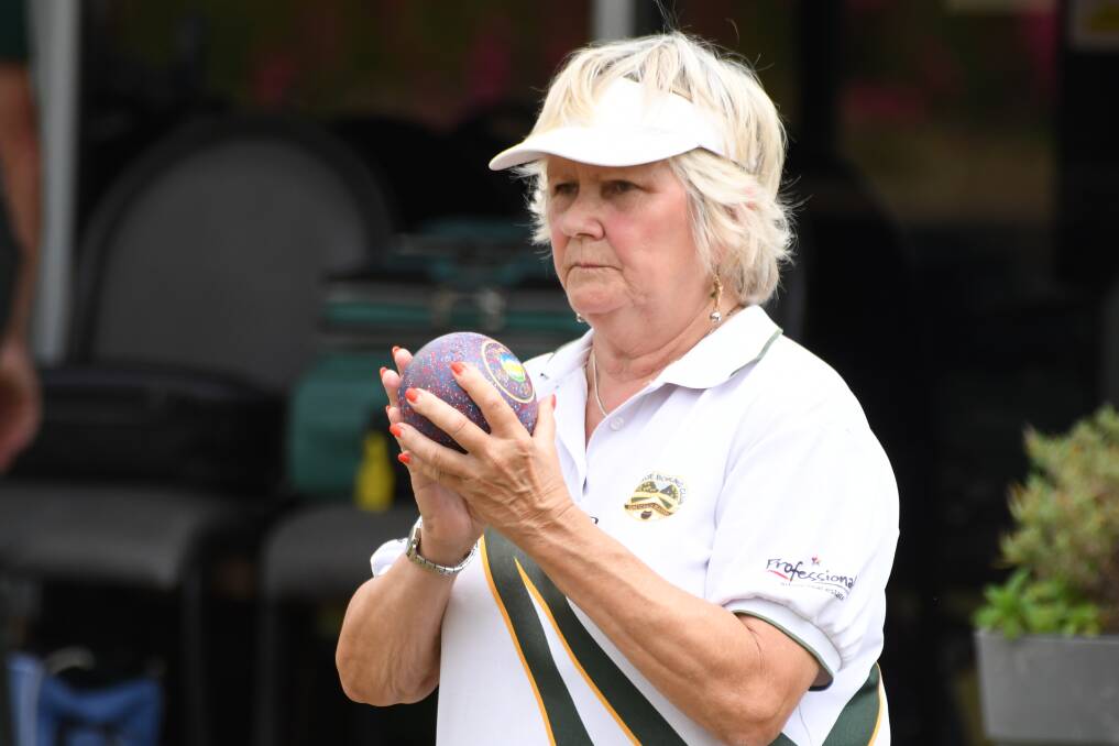 NEW NAME: Donna Lyons bowls for Bacchus Marsh on Tuesday wearing her Avenue shirt in the premier division battle against Buninyong.