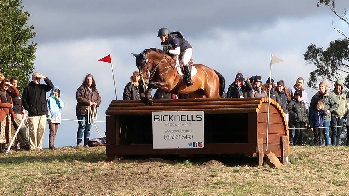 LEAP: Madeline Wilson is pictured in action at the Ballarat International Horse Trials at Victoria Park on the weekend. Picture: Deb Bain.