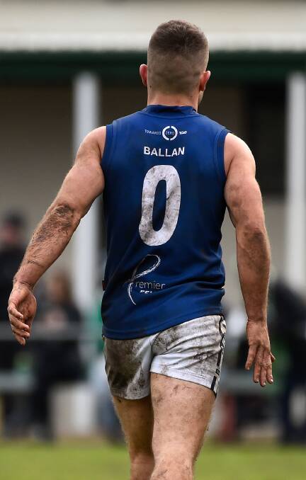 Ballan skipper Darren Tanti wears the 0 as part of the AFL Victoria TAC Towards Zero Round.